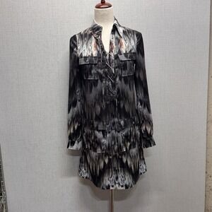 Haute Hippie She Too Will Rise Lace Up Printed Dress Size 0